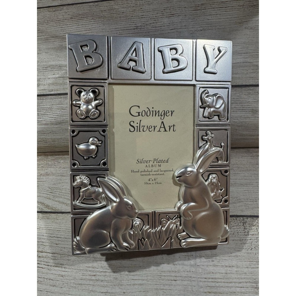 VTG Godinger Silver Plated Baby Album Photo Pages 4 x 6 Bunnies New In Box GTbH9